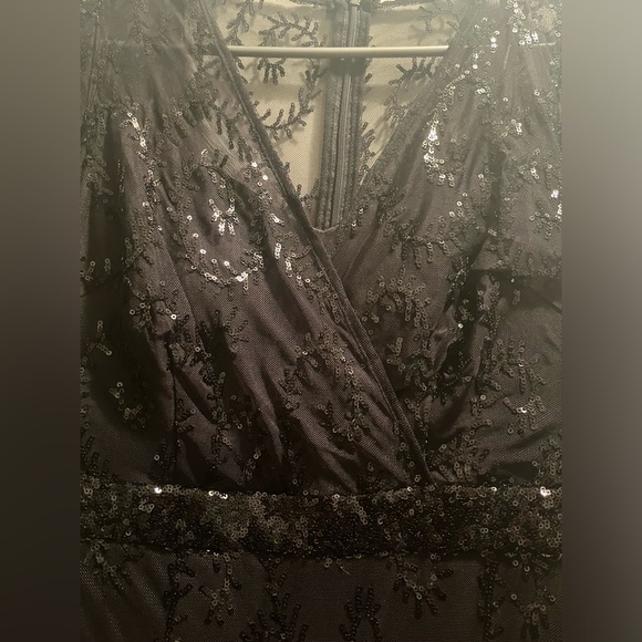 R&M Richards Womens Plus Sequined Surplice Evening Dress - Picture 12 of 13